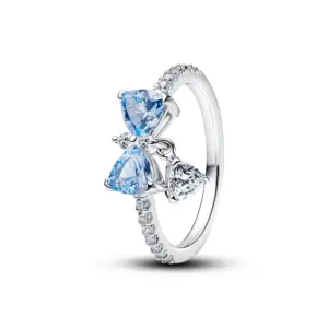 Luxury Original 925 Sterling Silver Heart-shaped Bow Flower Ring fit Women's High-end Jewelry Parties Valentine's Day Gifts