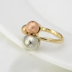 Sunny Jewelry Costume Set Lucky Ball Three Tone Earrings Necklace Bracelet Ring For Women Bridal Wedding Anniversary Gift Party