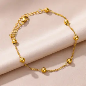 Beads Anklets for Women Gold Color Stainless Steel Chain Ankle Bracelet Trendy Summer Beach Jewelry Accessories Gifts