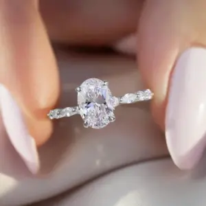 925 Sterling Silver Zircon Golden Oval Round Fashionable Ring For Women Engagement Wedding Luxury High Quality Fine Jewelry