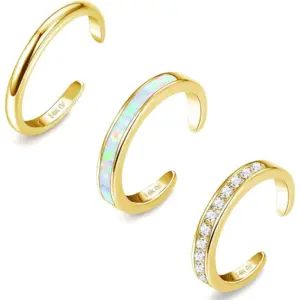 Bobisty 14K Gold Plated Toe Rings for Women Adjustable Toe Ring Cute Opal Flower Toe Rings Open Band Beach Summer Foot Jewelry