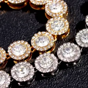 Hip Hop Iced Out Clustered Tennis Chain Choker Necklace for Women Geometric Round Heart Square Crystal Cuban Link Chain Jewelry
