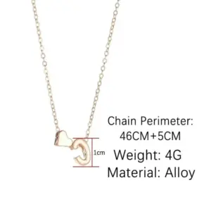 New Fashion Tiny Heart Dainty Initial Necklace Gold Silver Color Letter Name Choker Necklace for Women Pendant Jewelry Gifts