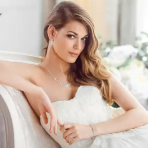 ORAZIO 3Pcs Jewelry Set for Women Wedding Bridal Necklace Earrings Bracelet CZ Hypoallergenic Prom Jewelry Set for Bride Party