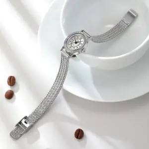 Retro Woven Stainless Steel Mesh Strap Bohemian Style Fashionable Women's Watch