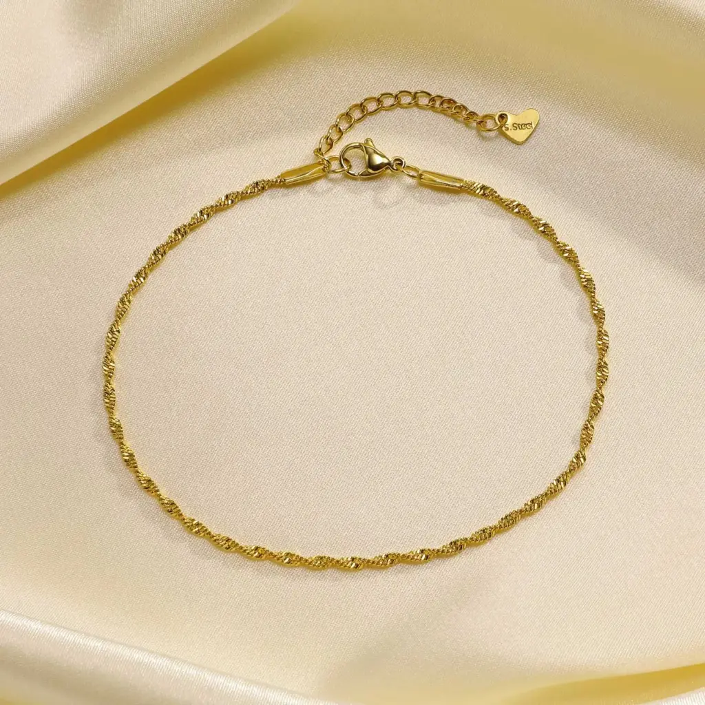 Women's Waterproof Stainless Steel Chic Water Wave Chain Anklets Jewelry Gift To Girls,Minimalist Anklet For Daily Beach Holiday