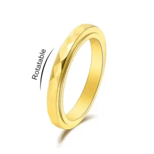 3mm Thin Stainless Steel Faceted Spinner Ring Wedding Band for Women Girl Size 5-12