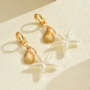 Boho Starfish Dangle Earrings for Women Gold Color Starfish Shell Metal Earring Summer Beach Party Vacation Charm Jewelry Gifts