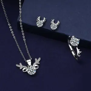 Unique Lab Moissanite Diamond Jewelry Set 925 Sterling Silver Party Wedding Rings Earrings Necklace for Women Bridal Sets