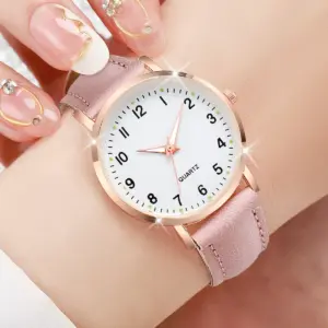 Fashion Women Watches Casual Arabic Dial Ladies Leather Band Quartz Watch Reloj Mujer Girls Clock Gift