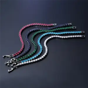 Luxury HiphopLuxury Hiphop Iced Out 4mm Cubic Zirconia Crystal Tennis Bracelets For Women Men Gold Color Silver Color Bracelet Chain Jewelry