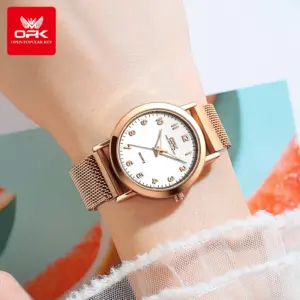 OPK 8115 Women's Watches Simple Fashion Oirginal Wristwatch for Female Stainless Steel Mesh Strap Waterproof Luminous Reloj