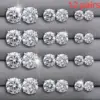 12 Pairs Set Stainless Steel Silver Color CZ Stud Earrings with Gemstone Buds Round Earrings Jewelry Accessories Unisex