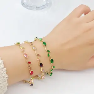 3PCS Colorful Trendy Charm Crystal Leaf Vine Flower Rhinestone Bracelet Necklace Earring Jewelry Set Luxury for Women Party Gift