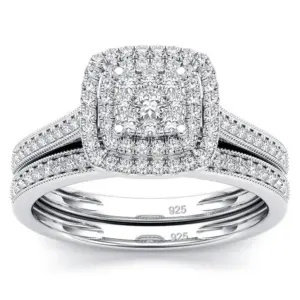 Szjinao 2pcs Moissanite Ring Set For Woman Original 925 Silver Wedding Jewelry Luxury Engagement Ladies Anniversary Gift Trend