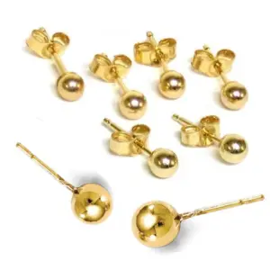 LUXUKISSKIDS 10pairs/lot Ball Stud Earrings Smooth 18K Gold Plated Vacuum Stainless Steel Surgical Earing Sets Classic Piercing