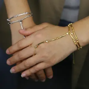 2026 New Long Tassel With Slippy Bar Bling Round Oval Triangle CZ Setting Women Unique Bracelet Wrap One's Finger Jewelry
