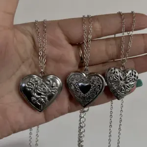 Romantic Heart Locket Pendant Openable Female Silver Color Stainless Steel Photo Frame Charm Necklace for Women Men Jewelry Gift