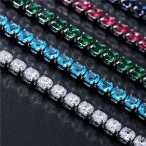 Luxury HiphopLuxury Hiphop Iced Out 4mm Cubic Zirconia Crystal Tennis Bracelets For Women Men Gold Color Silver Color Bracelet Chain Jewelry