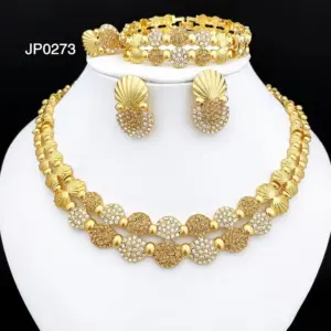 latest Italian Ladies Fine Jewelry Sets Gold Color Women Necklace Earrings African Big Jewelry Wedding Party Gift