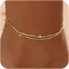 14k Real Gold Plated Anklets for Women Waterproof Layered Ankle Bracelets Trendy Simple Anklets Summer Beach Anklet Jewelry Gift