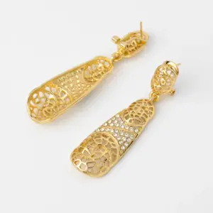 Sunny Jewelry Fashion Bridal Wedding Set Zircon Classic 24K Gold Plated Earrings Necklace Bracelet Ring 4pcs set For Women Gifts