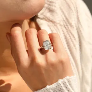 MODIAN 4.5CT D Color Moissanite Ring 925 Sterling Silver Rectangle Lab Diamond Wedding Statement Rings For Women Fine Jewelry