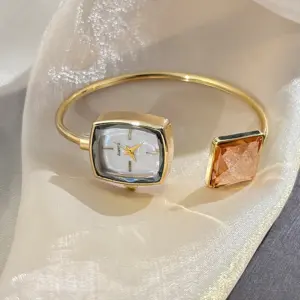 Cross-border new big diamond European and American exquisite bracelet small sugar cube high-end sense niche quartz women's watch