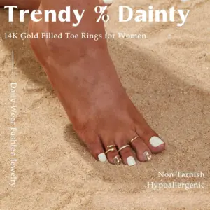 Bobisty 3Pcs Toe Rings for Women Non Tarnish 14K Gold Plated Adjustable Toe Rings Set Daisy Flower CZ Band Summer Foot Jewelry