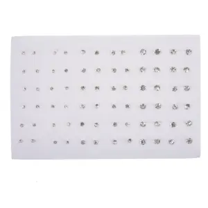 36Pair Mixed Size White Color Crystal Stud Earrings Set Women Girls Small Plastic Geometric Rhinestone Earrings Set Jewelry Gift