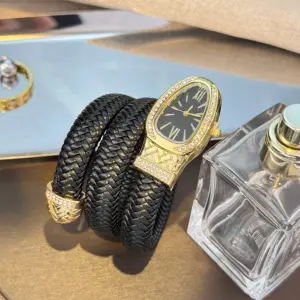 Designer Belt-Woven Snake-Shape Bracelet Watch Quartz Ladies Wristwatch Unique High-End Sensation Fashion Accessory