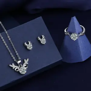 Unique Lab Moissanite Diamond Jewelry Set 925 Sterling Silver Party Wedding Rings Earrings Necklace for Women Bridal Sets