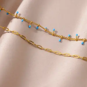 Bohemian Beads Chain Anklets for Women Stainless Steel Retro Ankle Foot Charm 2024 New Trend Summer Beach Accessories Jewelry