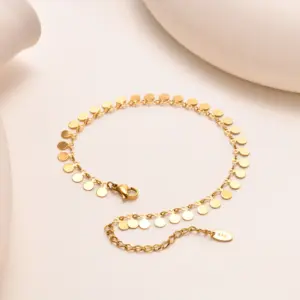 Full-gloss Disc Tassel Anklet for Women Stainless Steel Gold Color Minimalist Anklets Daily Beach Holiday Jewelry New Trend
