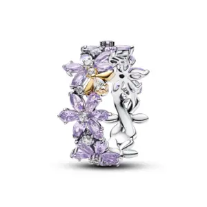 Luxury Original 925 Sterling Silver Heart-shaped Bow Flower Ring fit Women's High-end Jewelry Parties Valentine's Day Gifts