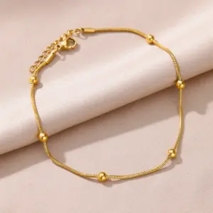 Beads Anklets for Women Gold Color Stainless Steel Chain Ankle Bracelet Trendy Summer Beach Jewelry Accessories Gifts