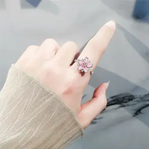 Luxury Butterfly Sunflower Fidget Spinner Ring Anxiety for Women Crystal Flower Anxiety Finger Rings Anti Stress Wedding Jewerly