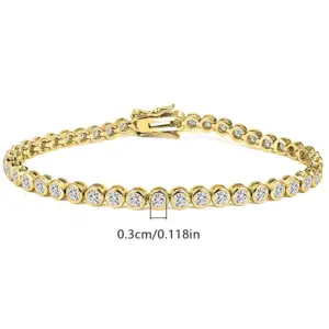 Trendy 3mm Lab Diamond Bangle Bracelet 18K Rose Gold Engagement Wedding Bracelets for Women Bridal Tennis Party Jewelry
