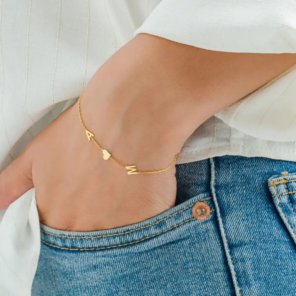 Lemegeton Customized Initial Bracelet with Symbol A-Z Letters Bracelets Stainless Steel Jewelry for Mom Mama Personalized Gifts