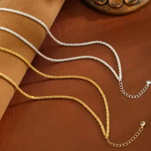 2pcs Gold/Silver Anklets for Women Waterproof, 14k Gold/Silver Plated Stainless Steel Sparking Bling Bling Summer Jewelry Gift
