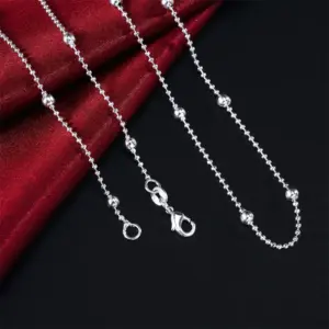 Charm 925 Sterling Silver 16-24 Inches Fine Sweater Bead Chain Women Necklace For Fashion Temperament Jewelry Party Wedding