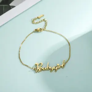 Letter Text Custom Name Bracelet For Women Men Personalized Gold Color Anklet Family Gift Stainless Steel Chain Pendant Jewelry