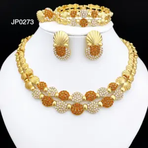 latest Italian Ladies Fine Jewelry Sets Gold Color Women Necklace Earrings African Big Jewelry Wedding Party Gift