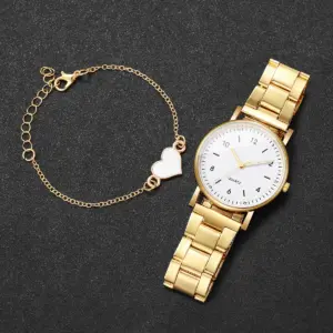 2/4PCS Fashion Arabic Dial Women Watches Simple Quaretz Wristwatch with Bracelets Set Reloj Mujer（Without Box）