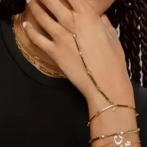 2026 New Long Tassel With Slippy Bar Bling Round Oval Triangle CZ Setting Women Unique Bracelet Wrap One's Finger Jewelry