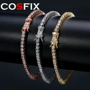 2-6.5mm Men Women Moissanite Tennis Chain Rose Yellow Moissanite Tennis Bracelet s925 Silver Tennis Chain For Women Men