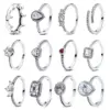 Original 925 Sterling Silver Ring Love Heart Pave CZ Crystal Stackable Rings For Women Wedding Engagement Birthday Gift Jewelry