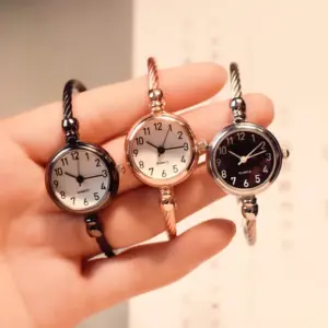 YIKAZE Women Watches Small Gold Bangle Bracelet Watch Stainless Steel Retro Ladies Quartz Wristwatch Clock Fashion Dress Watch