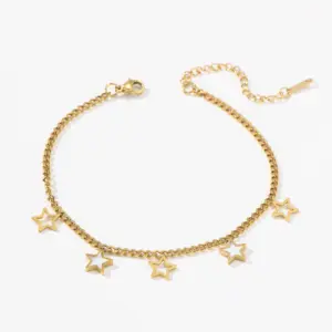 Stainless Steel Star Anklet for Women Minimalist Hollow Star Foot Jewelry Beach Accessory Gift