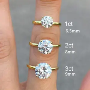 925 Sterling Silver 1-3 Carats Gorgeous Fashion Round Zircon Ring For Women Match Daily Outfits Luxury High Quality Fine Jewelry